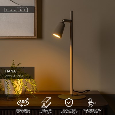 Lucide TIANA - Lampe de table - 1xGU10 - Taupe | Essential